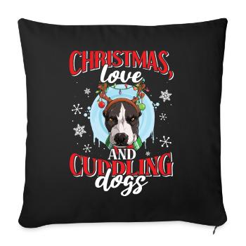 Dog Cuddle Christmas, Love Dogs - Sofa pillowcase 17,3'' x 17,3'' (45 x 45 cm) - black - Front