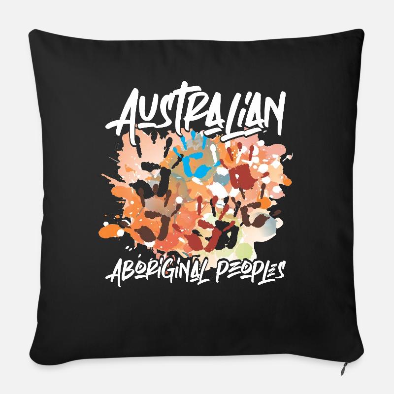 Australian Aboriginal - Sofa pillowcase 17,3'' x 17,3'' (45 x 45 cm) - black