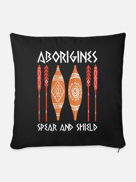 Aborigines Spear Shield - Sofakissenbezug 45 x 45 cm - Schwarz