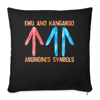 Emu Kangaroo Aboriginal - Sofa pillowcase 17,3'' x 17,3'' (45 x 45 cm) - black - Front