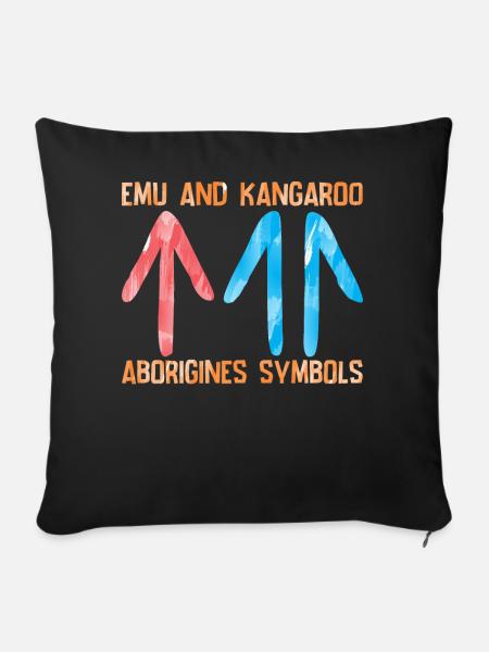 Emu Kangaroo Aborigines - Sofakissenbezug 45 x 45 cm - Schwarz