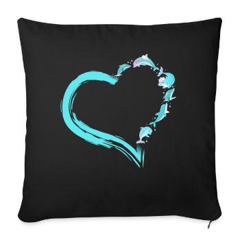 Coeur de dauphin - Housse de coussin décorative 45 x 45 cm - noir - Devant