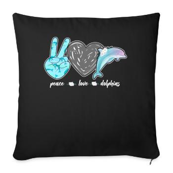 Dolphin Peace Love Dolphin - Sofakissenbezug 45 x 45 cm - Schwarz - Vorne