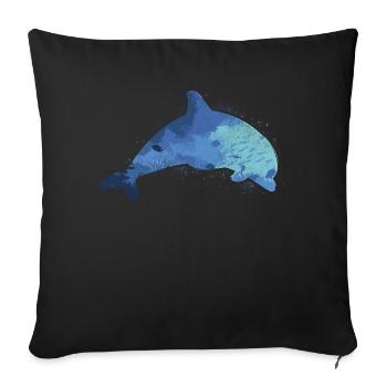 Dolphin Marine Life - Sofa pillowcase 17,3'' x 17,3'' (45 x 45 cm) - black - Front