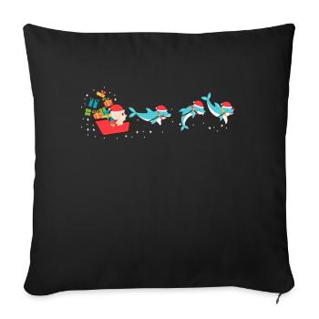 Dolphin Christmas Santa Sleigh - Sofa pillowcase 17,3'' x 17,3'' (45 x 45 cm) - black - Front