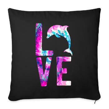 Dolphin Watercolor Love - Sofa pillowcase 17,3'' x 17,3'' (45 x 45 cm) - black - Front
