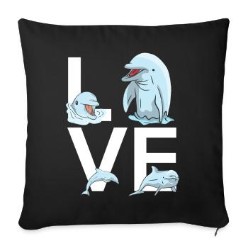 L’amour des dauphins - Housse de coussin décorative 45 x 45 cm - noir - Devant