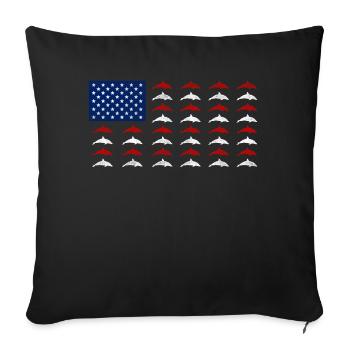 Dolphin American Flag - Sofa pillowcase 17,3'' x 17,3'' (45 x 45 cm) - black - Front
