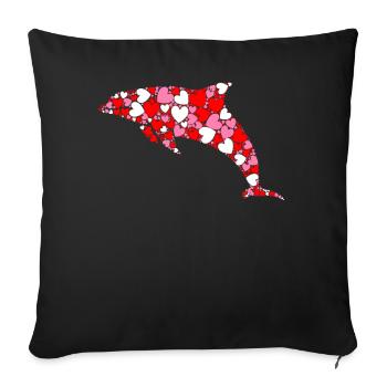 Coeur de dauphin - Housse de coussin décorative 45 x 45 cm - noir - Devant