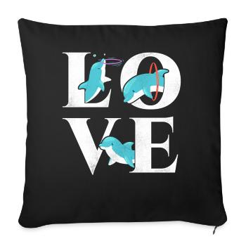 L’amour des dauphins - Housse de coussin décorative 45 x 45 cm - noir - Devant