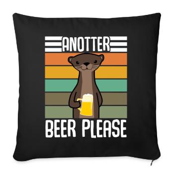 Loutre à la bière rétro - Housse de coussin décorative 45 x 45 cm - noir - Devant