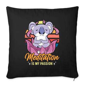 Meditation Is My Passion Relaxation Koala Lover - Sofa pillowcase 17,3'' x 17,3'' (45 x 45 cm) - black - Front