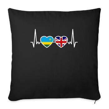 Rwanda UK Heartbeat Flag British Rwandan - Sofa pillowcase 17,3'' x 17,3'' (45 x 45 cm) - black - Front