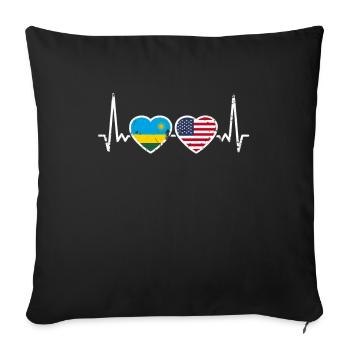 Rwanda USA Vintage Heartbeat Flag Rwandan - Sofa pillowcase 17,3'' x 17,3'' (45 x 45 cm) - black - Front