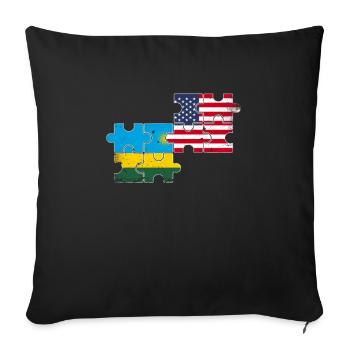 Rwanda USA Vintage Flag American Rwandan - Sofa pillowcase 17,3'' x 17,3'' (45 x 45 cm) - black - Front