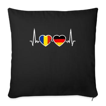 Romania Germany Vintage Heartbeat Flag - Sofa pillowcase 17,3'' x 17,3'' (45 x 45 cm) - black - Front