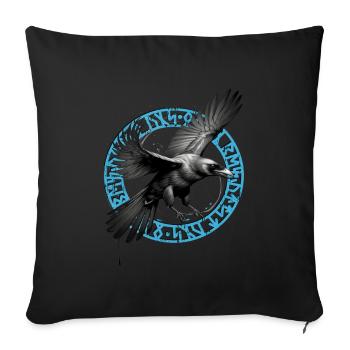 Cercle runique viking : Le vol du corbeau - Housse de coussin décorative 45 x 45 cm - noir - Devant