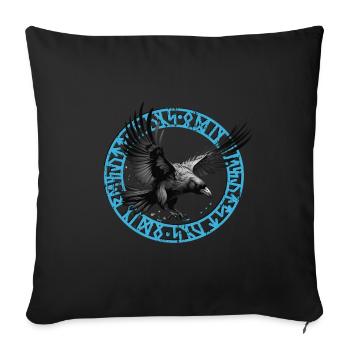 Cercle runique viking : Le vol du corbeau - Housse de coussin décorative 45 x 45 cm - noir - Devant