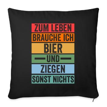 Bier Ziege Ziegenbauer Bauernhof Landwirt Bauer Z - Sofakissenbezug 45 x 45 cm - Schwarz - Vorne