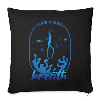 Diving, Apnea Diving, Apnea No Limit Freediving - Sofa pillowcase 17,3'' x 17,3'' (45 x 45 cm) - black - Front