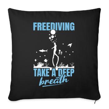 Diving, Apnea Diving, Apnea No Limit Freediving - Sofa pillowcase 17,3'' x 17,3'' (45 x 45 cm) - black - Front