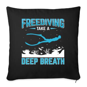 Diving, Apnea Diving, Apnea No Limit Freediving - Sofa pillowcase 17,3'' x 17,3'' (45 x 45 cm) - black - Front