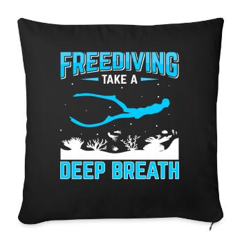 Diving, Apnea Diving, Apnea No Limit Freediving - Sofa pillowcase 17,3'' x 17,3'' (45 x 45 cm) - black - Front