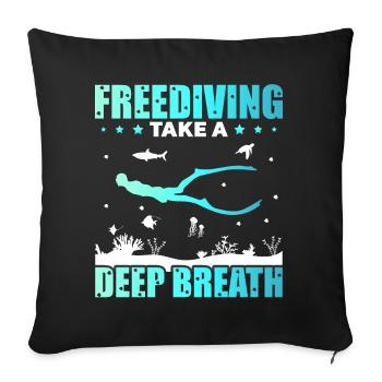 Diving, Apnea Diving, Apnea No Limit Freediving - Sofa pillowcase 17,3'' x 17,3'' (45 x 45 cm) - black - Front