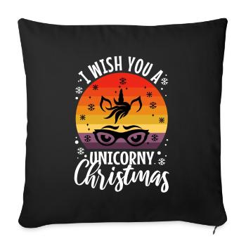 Je vous souhaite un Noël de Licorne - Housse de coussin décorative 45 x 45 cm - noir - Devant