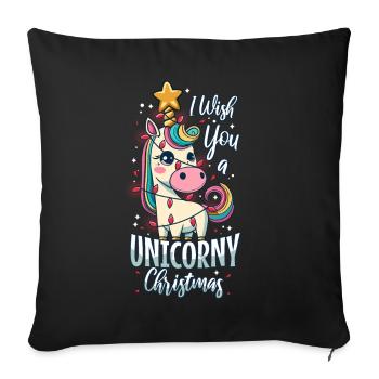 Je vous souhaite un Noël de Licorne - Housse de coussin décorative 45 x 45 cm - noir - Devant