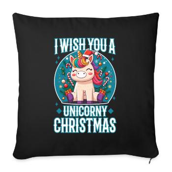 Je vous souhaite un Noël de Licorne - Housse de coussin décorative 45 x 45 cm - noir - Devant