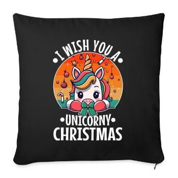 Je vous souhaite un Noël de Licorne - Housse de coussin décorative 45 x 45 cm - noir - Devant