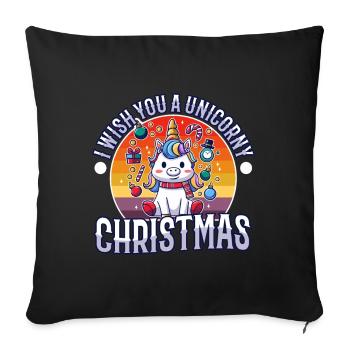 Je vous souhaite un Noël de Licorne - Housse de coussin décorative 45 x 45 cm - noir - Devant