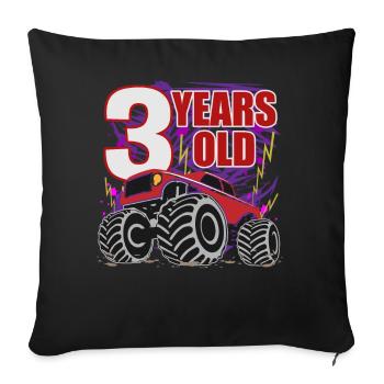 Monster Truck 3e anniversaire - Housse de coussin décorative 45 x 45 cm - noir - Devant