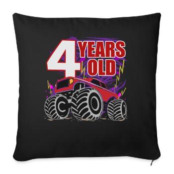 Four-Year Racer Monster Truck Celebration - Sofa pillowcase 17,3'' x 17,3'' (45 x 45 cm) - black - Front