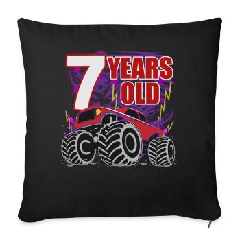 7e anniversaire Monster Truck Cheers - Housse de coussin décorative 45 x 45 cm - noir - Devant
