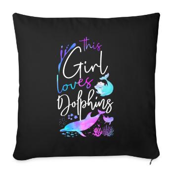 Dauphin Cette Fille Aime Les Dauphins - Housse de coussin décorative 45 x 45 cm - noir - Devant