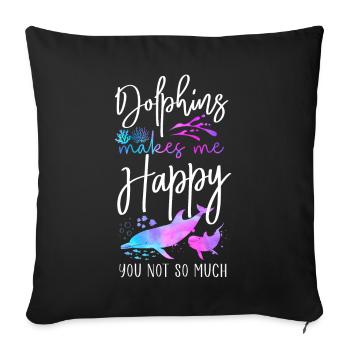 Dauphins Les dauphins me rendent heureux - Housse de coussin décorative 45 x 45 cm - noir - Devant