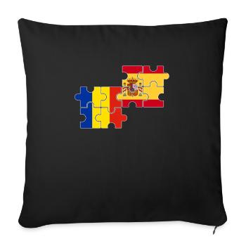 Romania Spain Flag Spanish Romanian - Sofa pillowcase 17,3'' x 17,3'' (45 x 45 cm) - black - Front