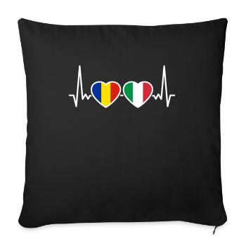 Romania Italy Heartbeat Flag Romanian - Sofa pillowcase 17,3'' x 17,3'' (45 x 45 cm) - black - Front
