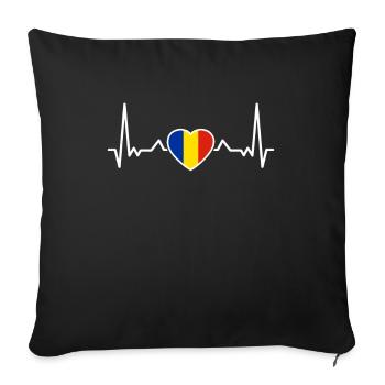 Romania Heartbeat Romanian Flag Romanian - Sofa pillowcase 17,3'' x 17,3'' (45 x 45 cm) - black - Front