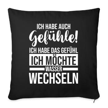 Aquarium Fische Aquaristik - Sofakissenbezug 45 x 45 cm - Schwarz - Vorne