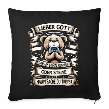 Teddy Bär Mit Lustigem Spruch Hirn Regnen Design - Sofakissenbezug 45 x 45 cm - Schwarz - Vorne