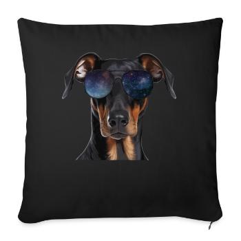 Dobermann Wearing Cosmic Eyeglasses Galaxy Sunglas - Sofakissenbezug 45 x 45 cm - Schwarz - Vorne