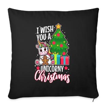 Je vous souhaite un Noël de Licorne - Housse de coussin décorative 45 x 45 cm - noir - Devant