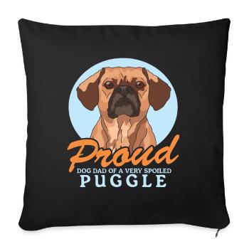Puggle papa chien papa chien propriétaire cadeau - Housse de coussin décorative 45 x 45 cm - noir - Devant