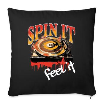 Vinyl Record LP Turntable Retro - Sofa pillowcase 17,3'' x 17,3'' (45 x 45 cm) - black - Front