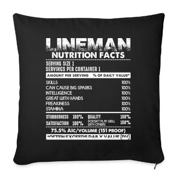 Lineman Lineman Nutrition Facts - Sofa pillowcase 17,3'' x 17,3'' (45 x 45 cm) - black - Front