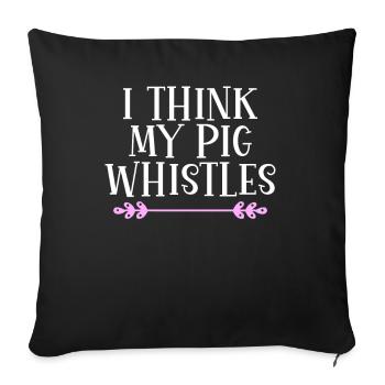 Je pense que mon cochon siffle Denglish - Housse de coussin décorative 45 x 45 cm - noir - Devant