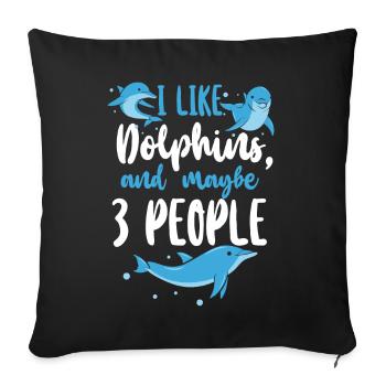 Dauphin J’aime les dauphins et peut-être - Housse de coussin décorative 45 x 45 cm - noir - Devant